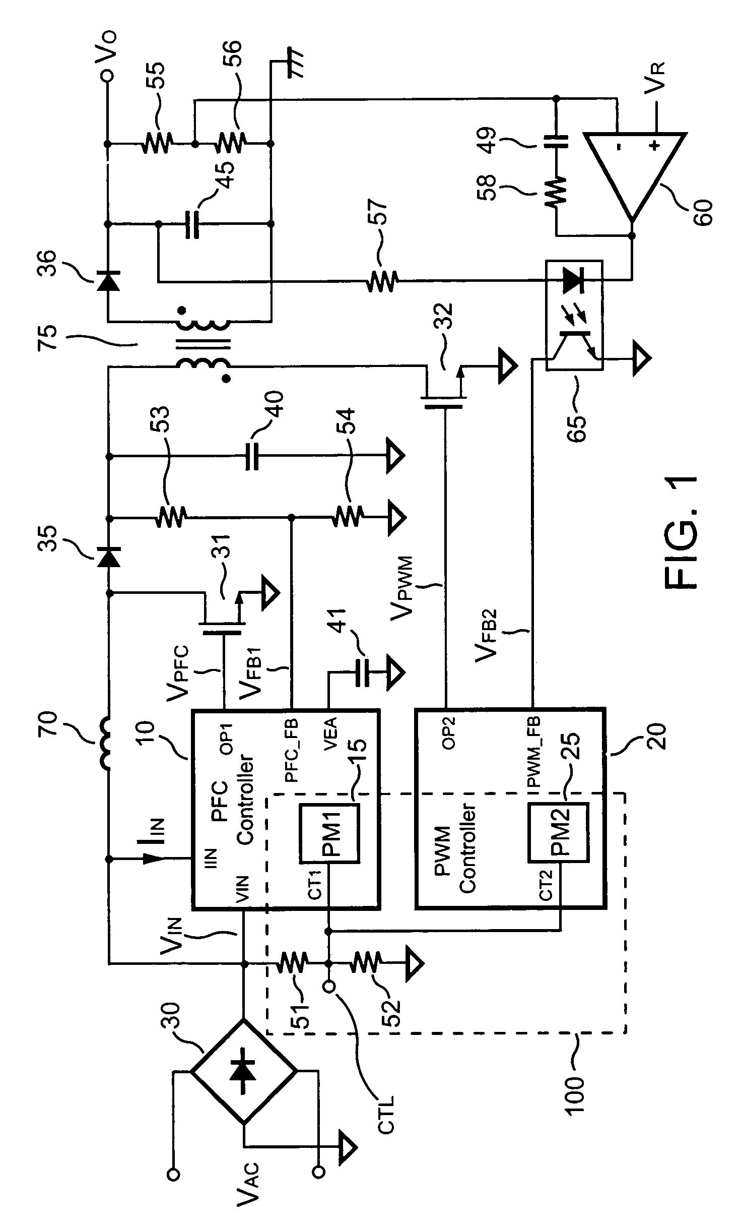 Apparatus for reducing the power consumption of a PFC-PWM power converter