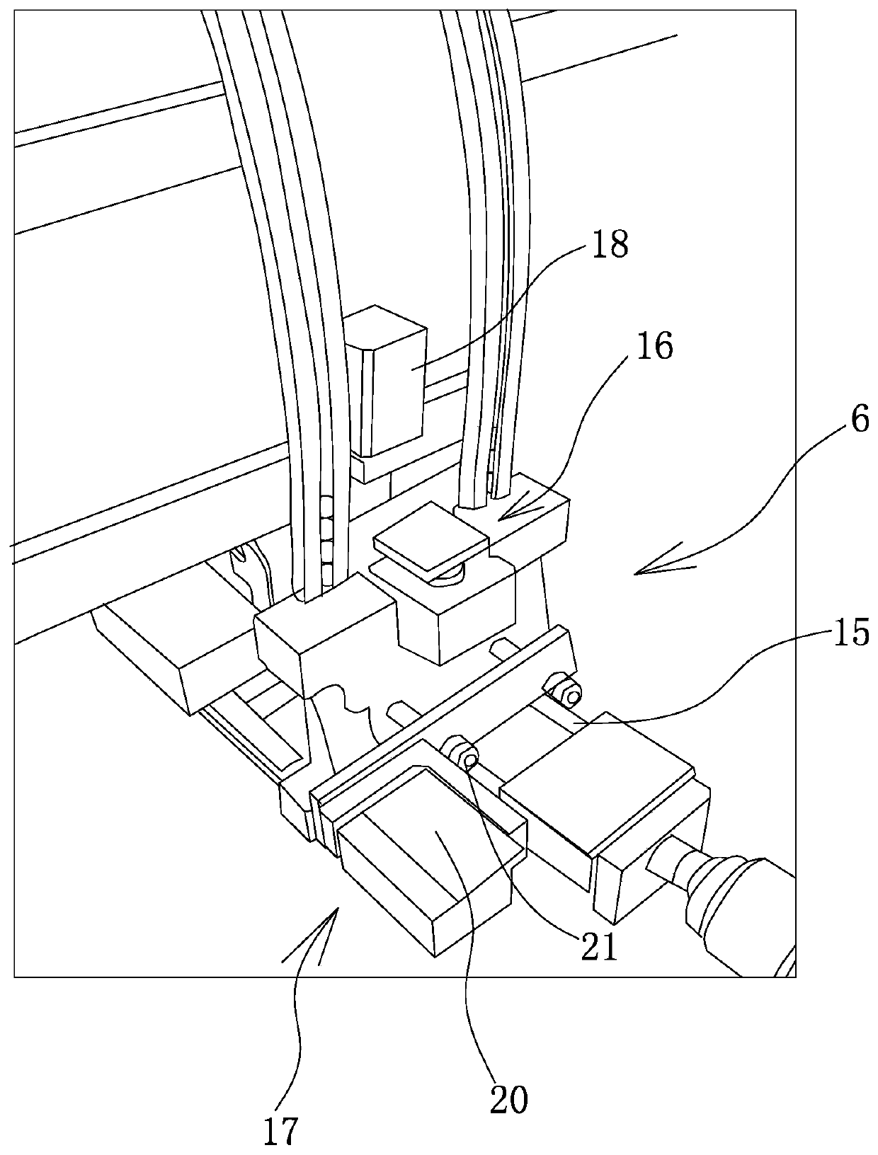 Full-automatic clamping mounting machine of copper pipe bend and welding spring of air conditioner