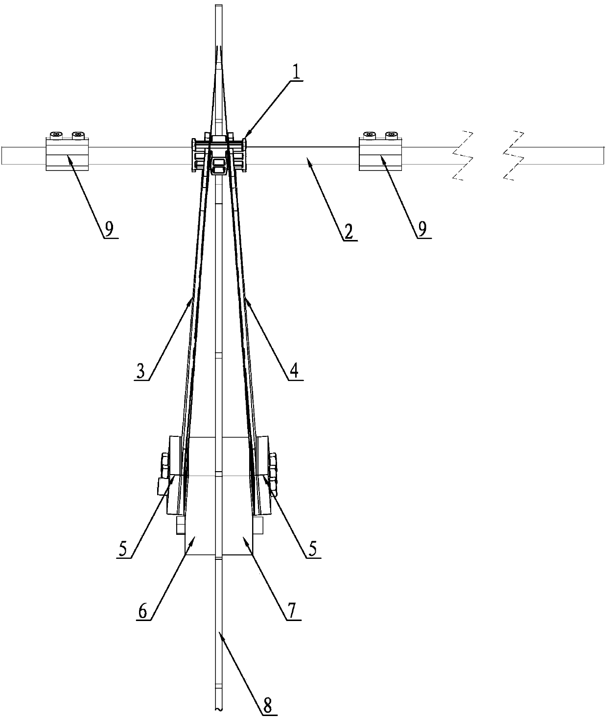 Damping device for transverse-moving yarn guiding rod of spinning machine