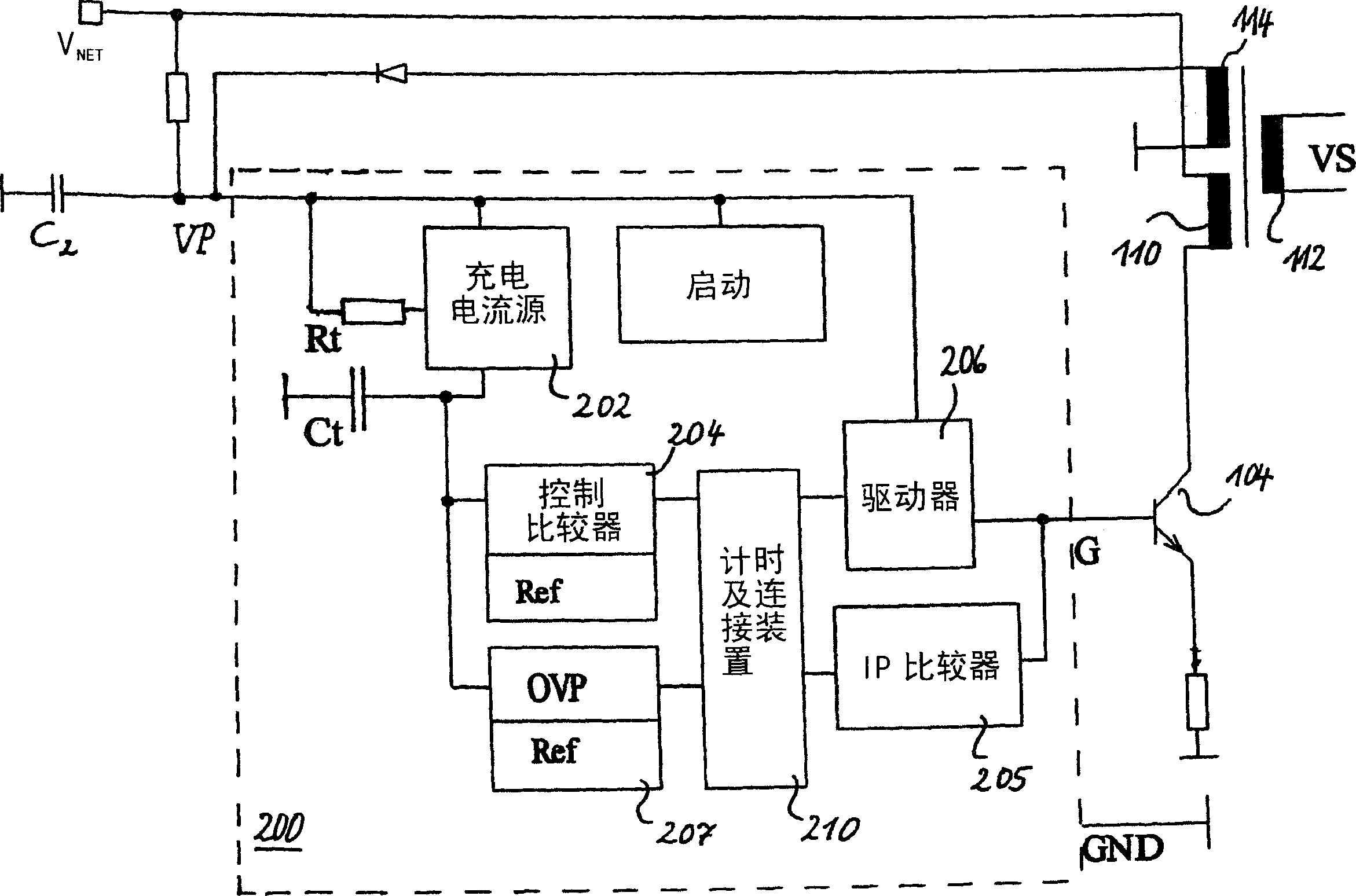 Control circuit for the switch in a switching power supply
