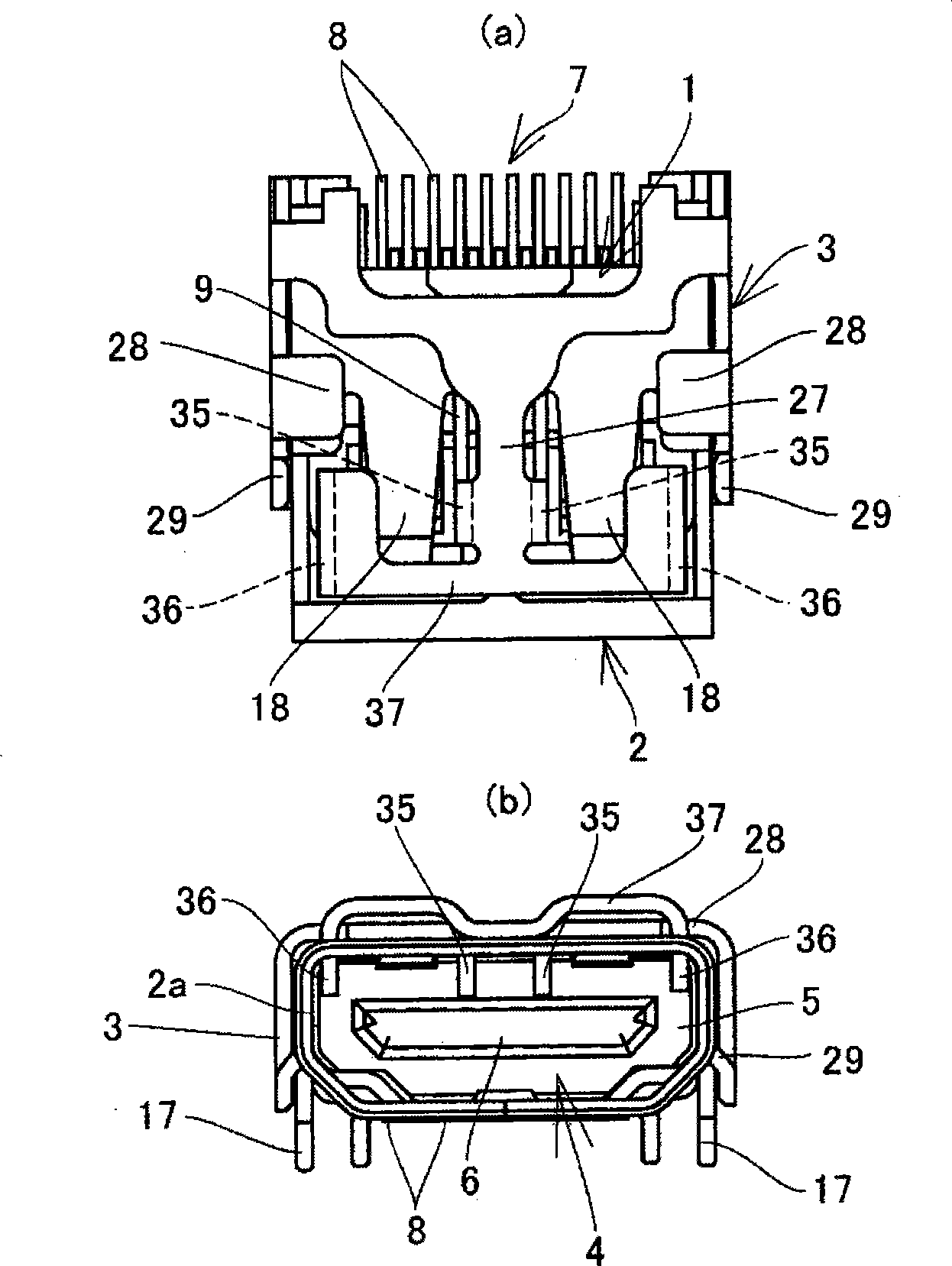 Rectangular connector socket with false-imbedding prevention structure for plug