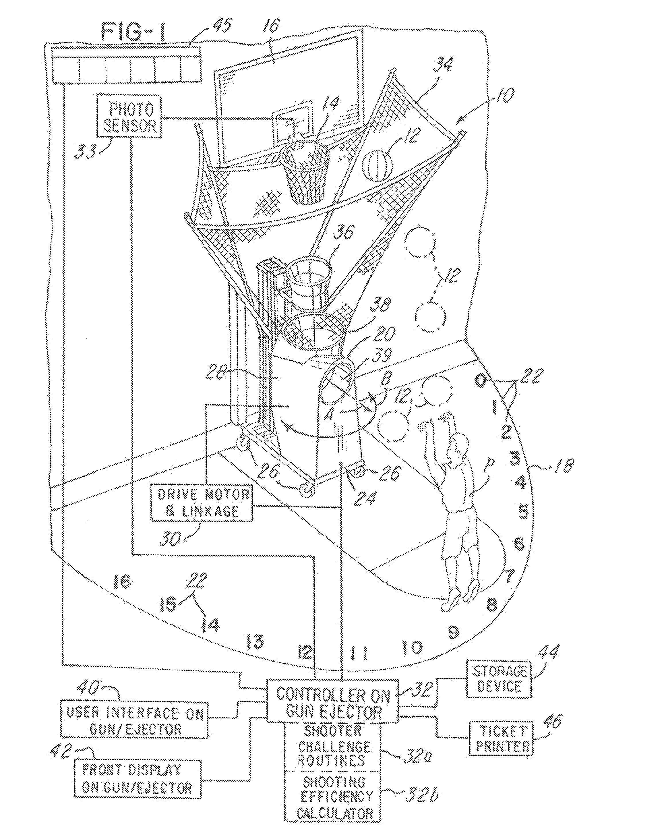 System and method for improving a basketball player's shooting including a tracking and control system for tracking, controlling and reporting statistics