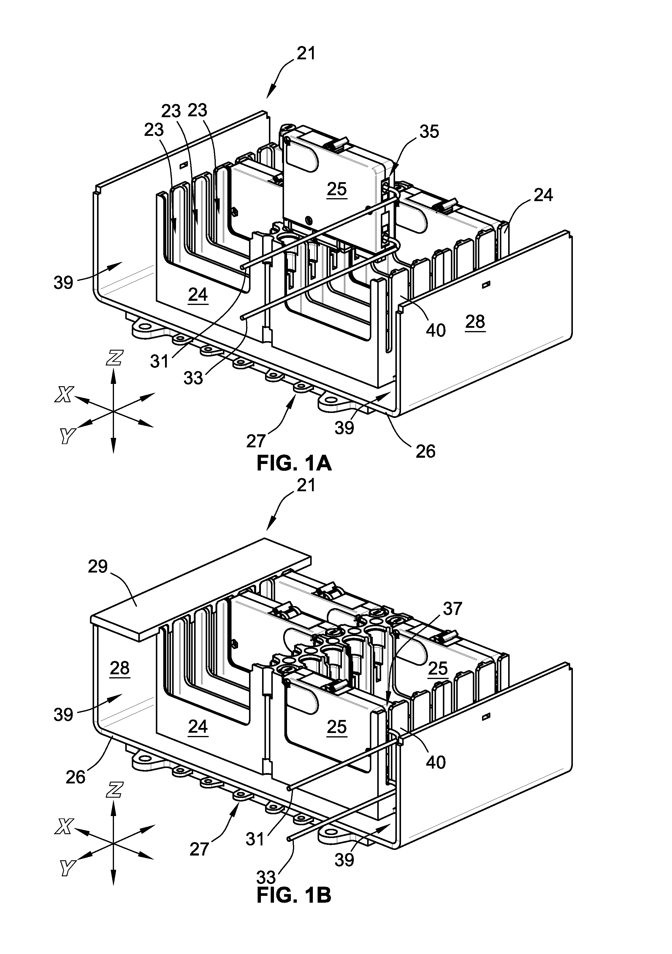 One axis shutter with a pin-based bus system for miniature circuit breaker load centers