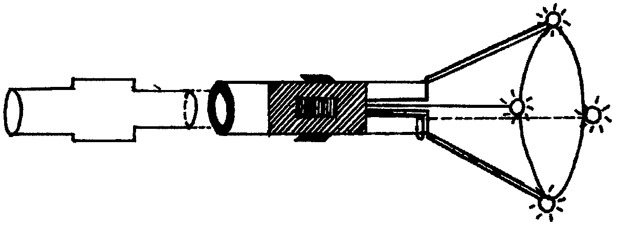 Horn mouth-shaped oral external aspirator with optical fibers