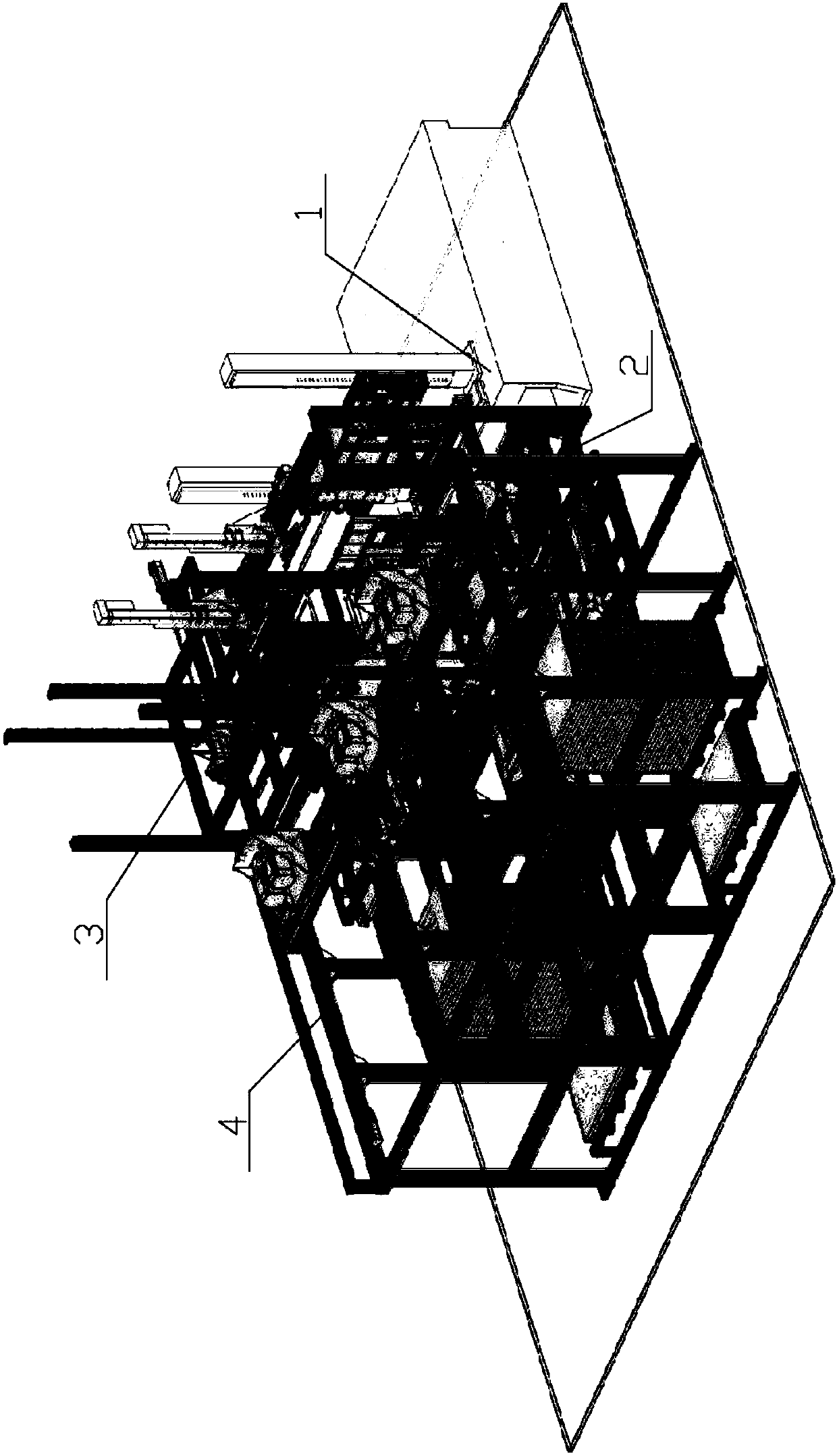 Automatic pipe expanding system three-working-station fin assembly code fetching unit