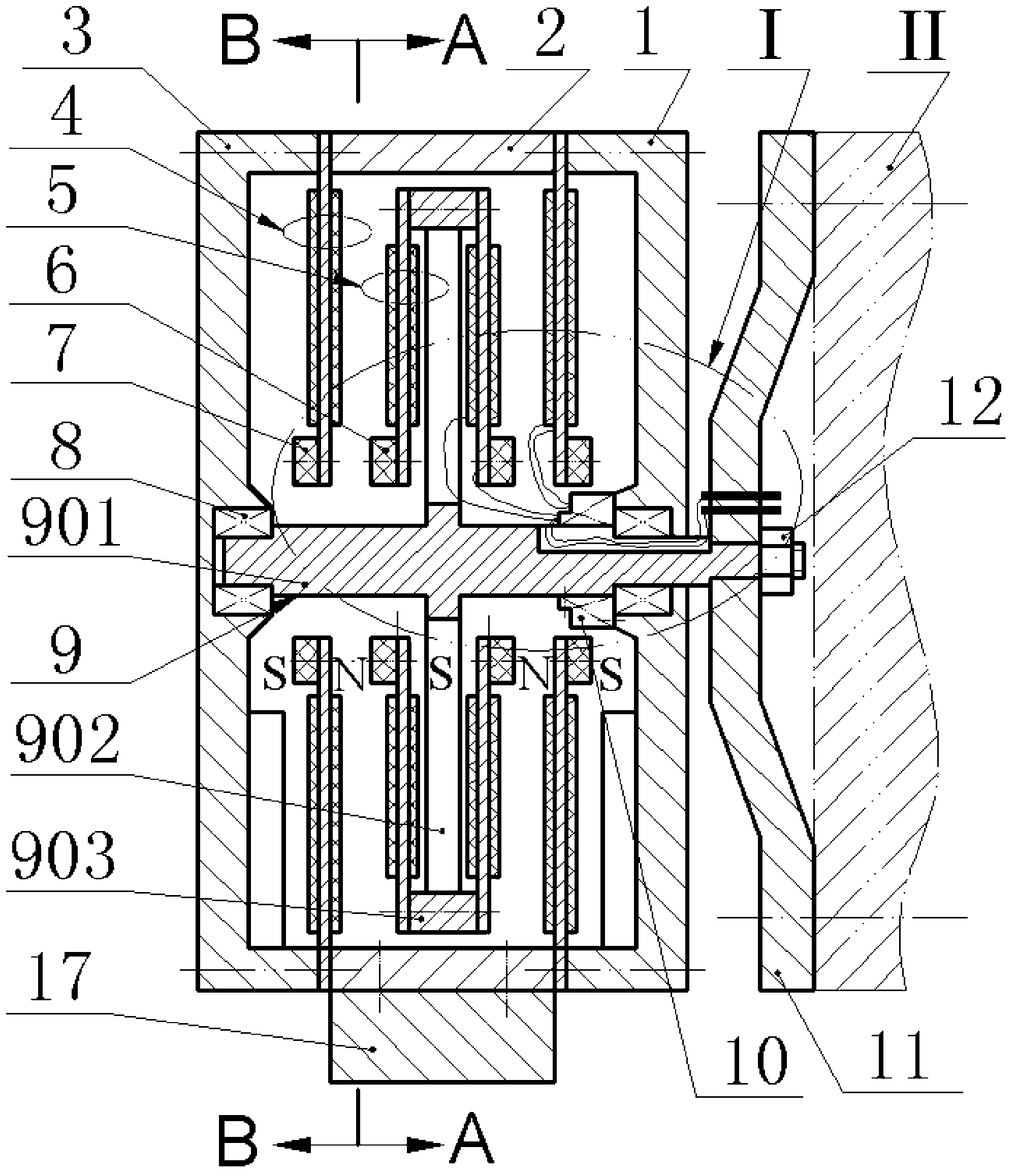 Overhanging type rotating generator based on piezoelectric cantilever mutual excitation