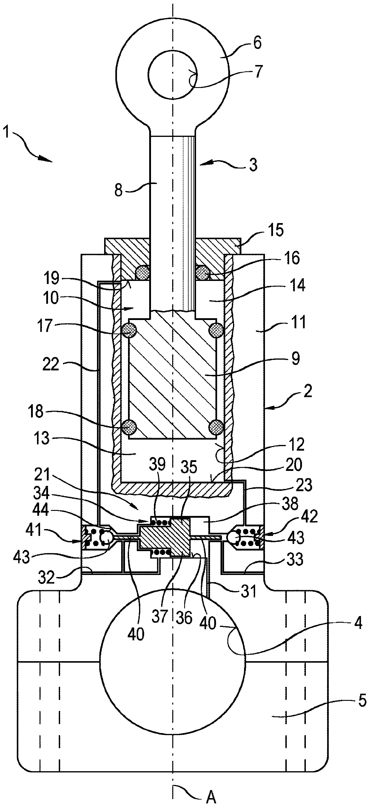 Length-adjustable connecting rod with hydraulic control device