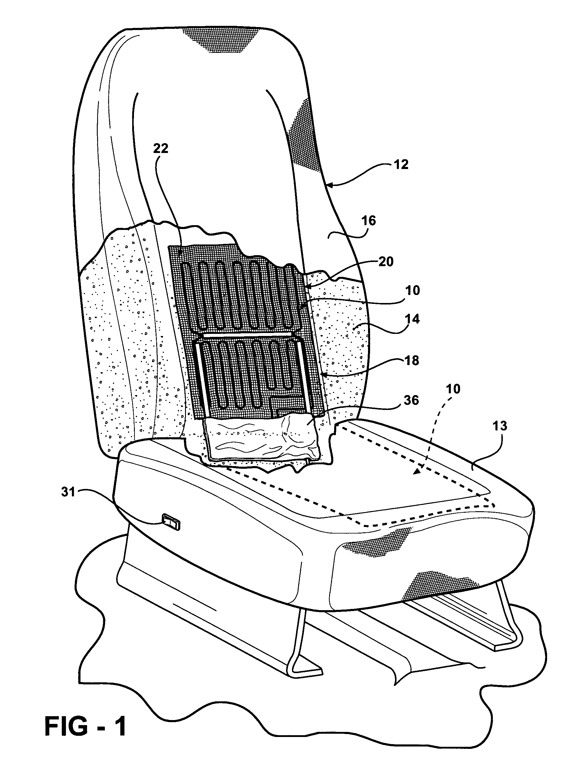 Arrangement and method for providing an air flow within an upholstered seat