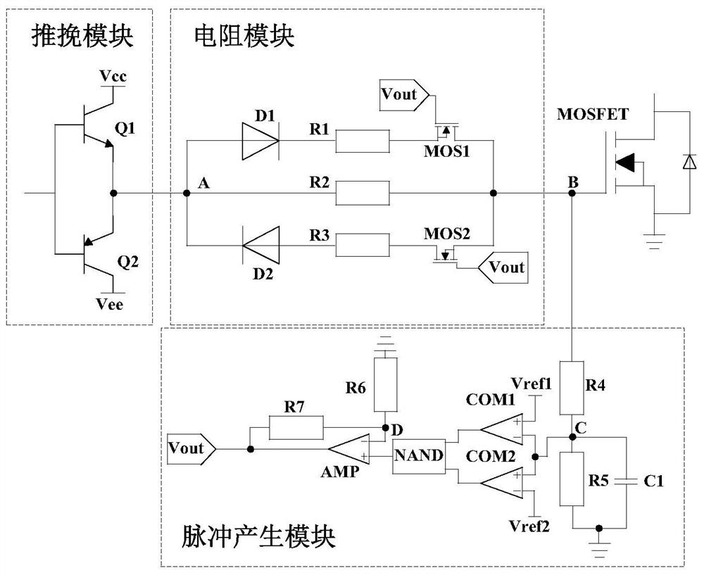 Active driving circuit and method of MOSFET