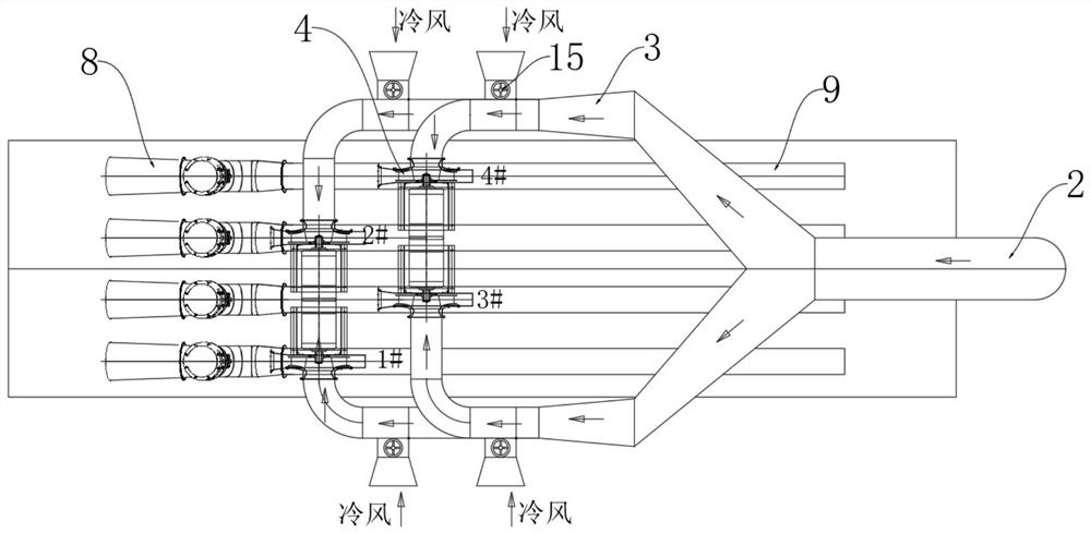 Special four-pipe large anti-pilling device for independent fan