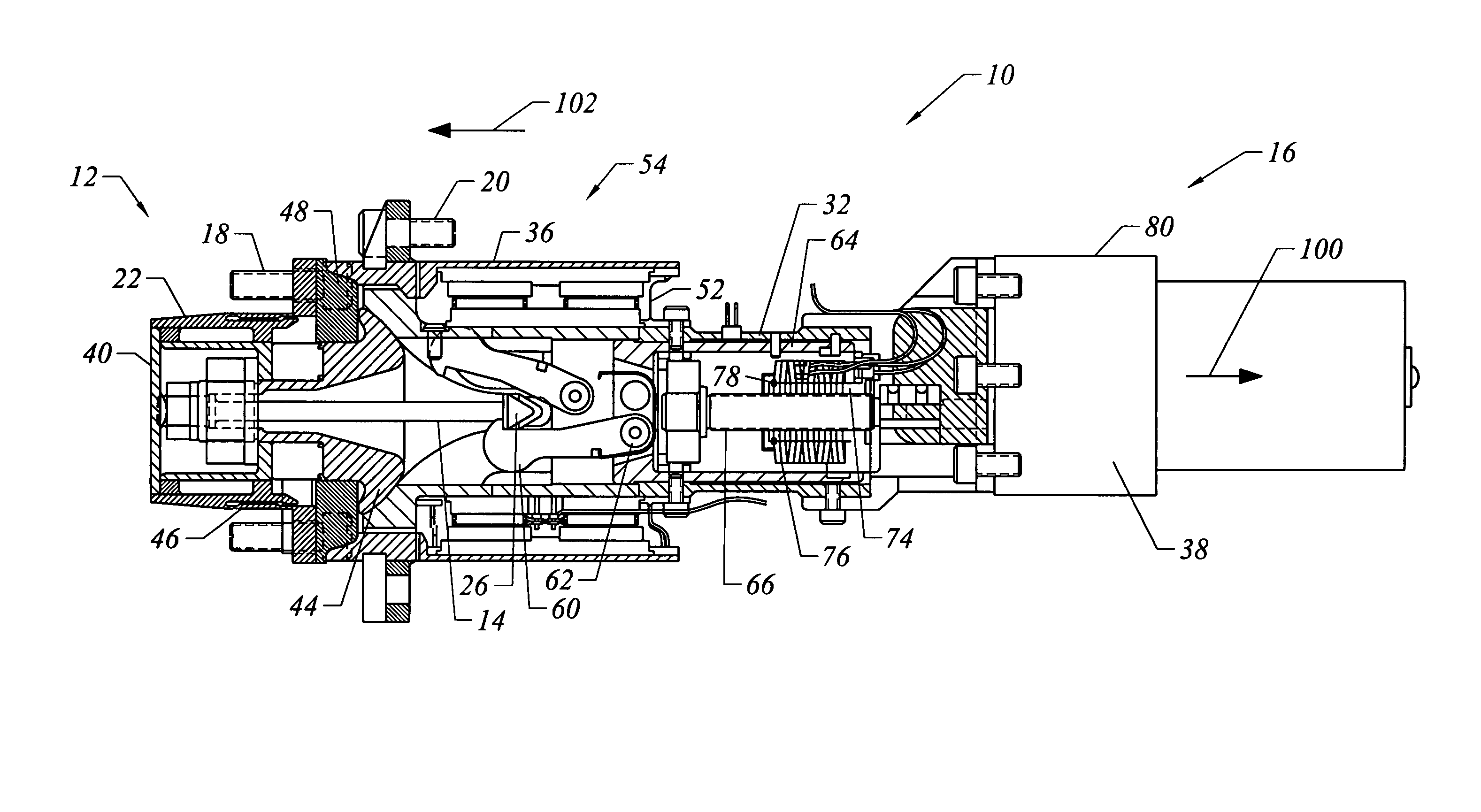 Automated latching device with active damping