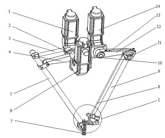 Three-degree-of-freedom parallel robot mechanism