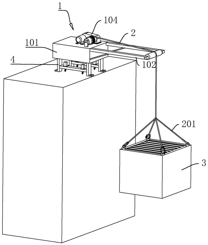 Transfer device for curtain wall hoisting