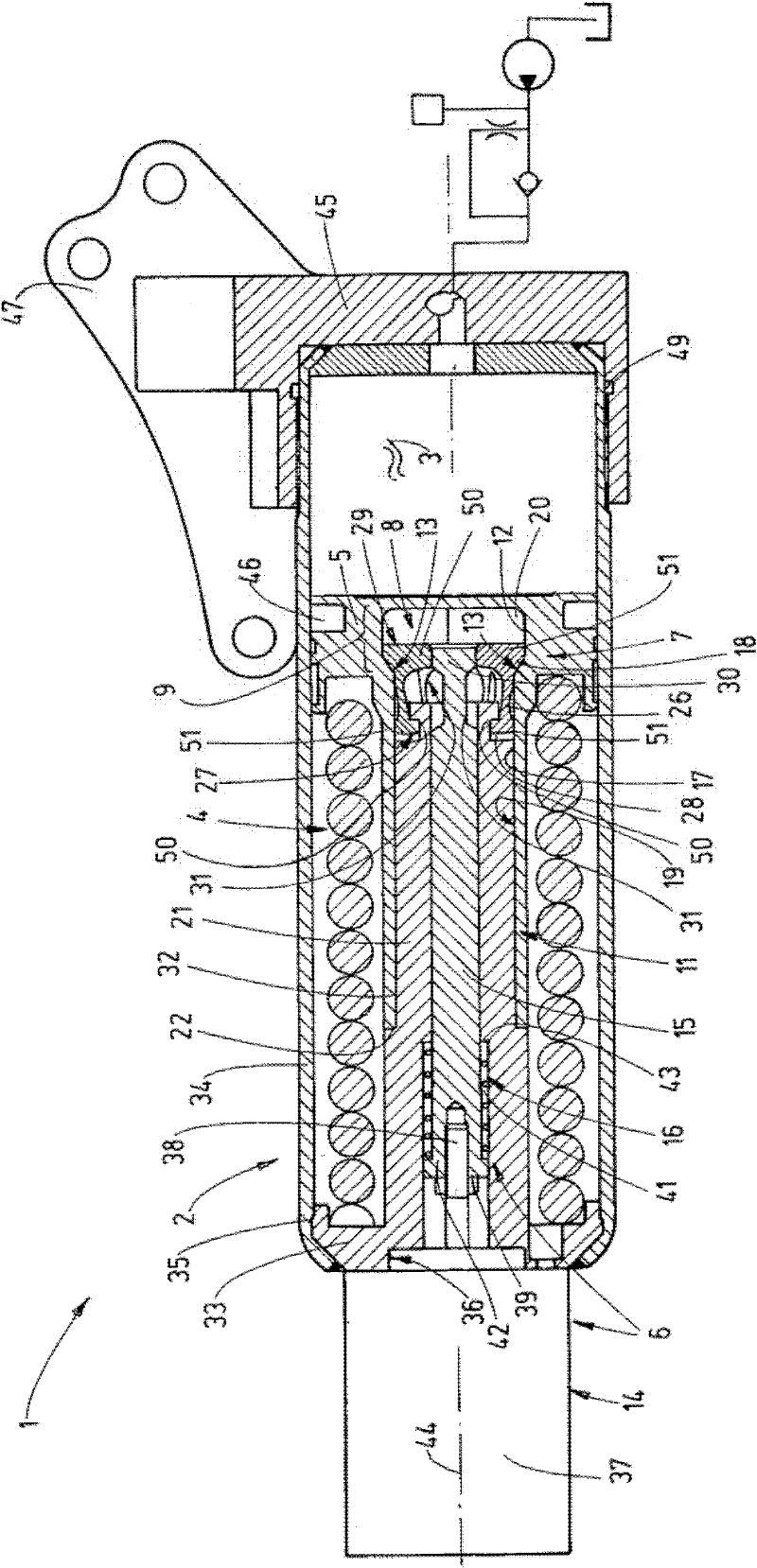 Device for the pulsed release of an amount of fluid which can be stored in an accumulator housing