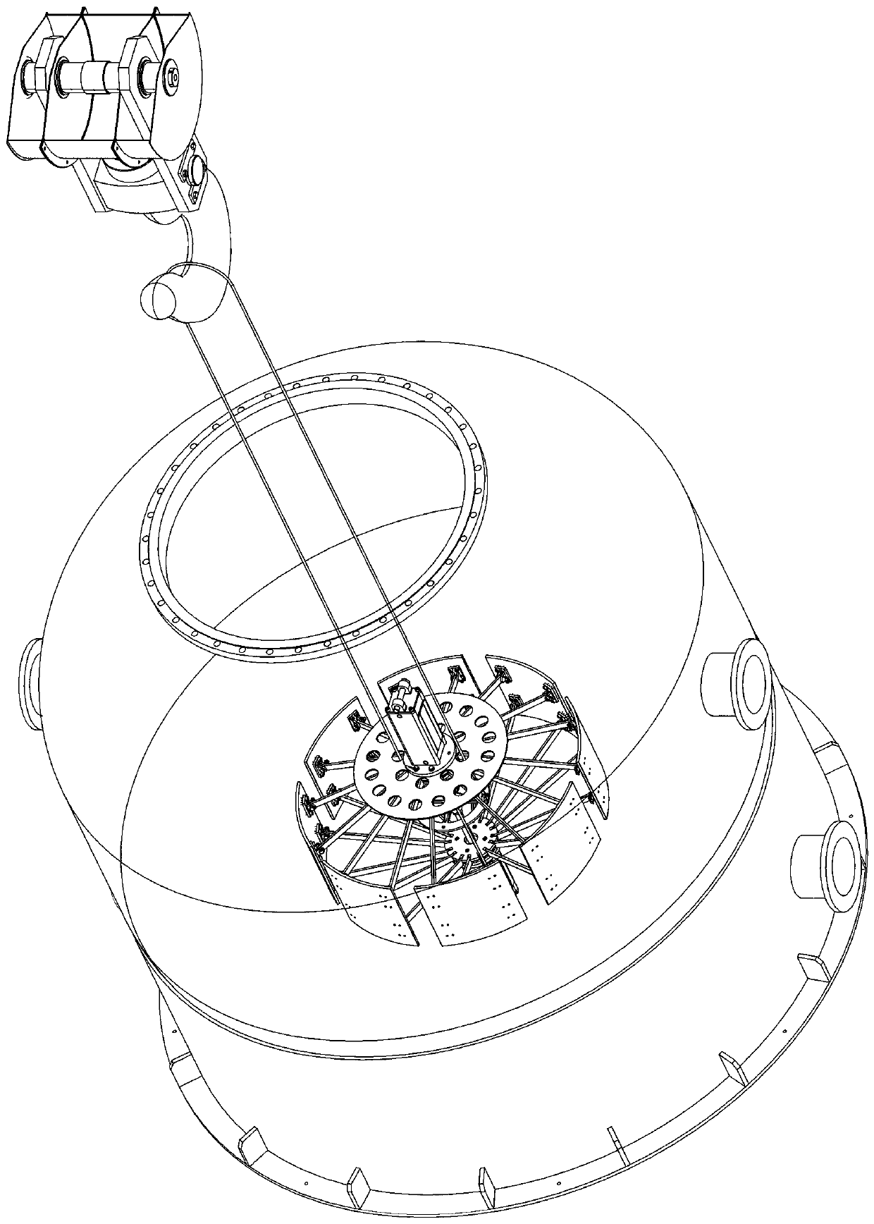 Expansion tightening device for solid rocket engine powder charge and construction method