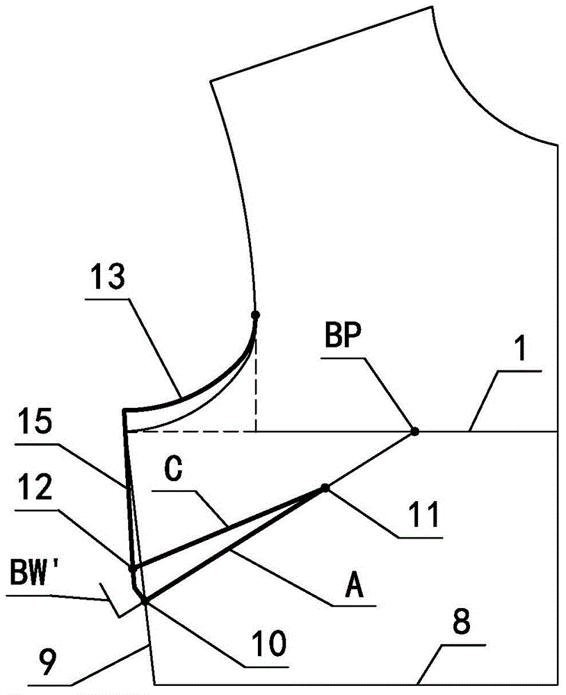 Variance-ratio original-number cutting method for clothes side breast dart