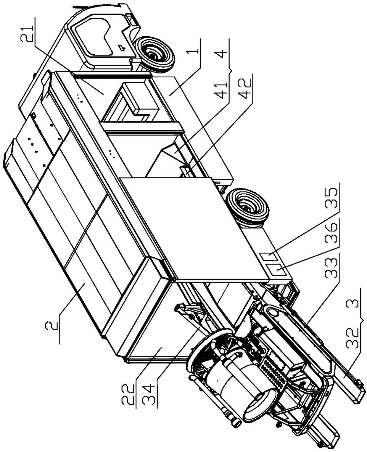 A boarding bridge device for vehicle-mounted remote control non-road walking equipment