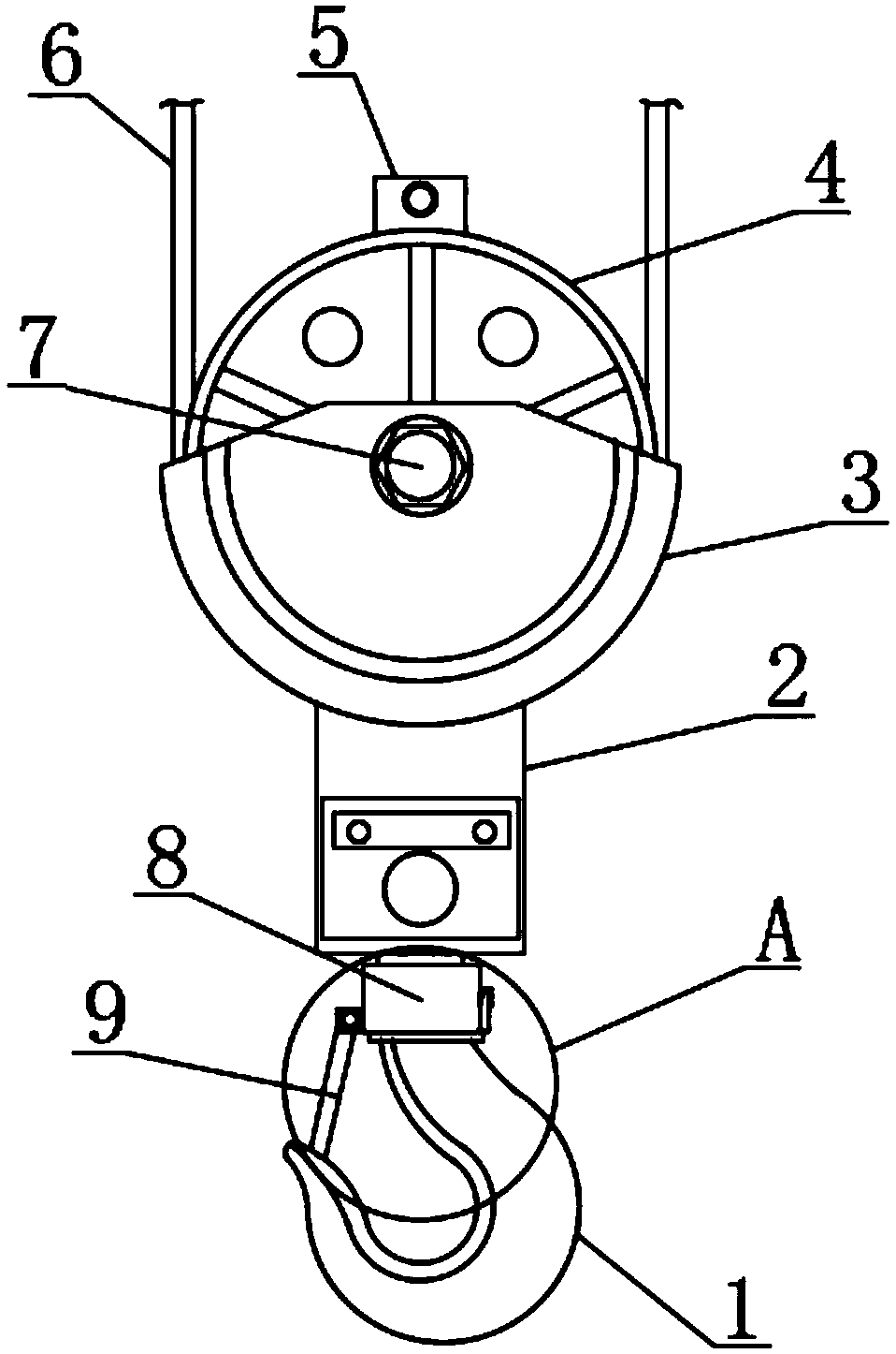 Anti-falling crane lifting hook with auxiliary guiding structure