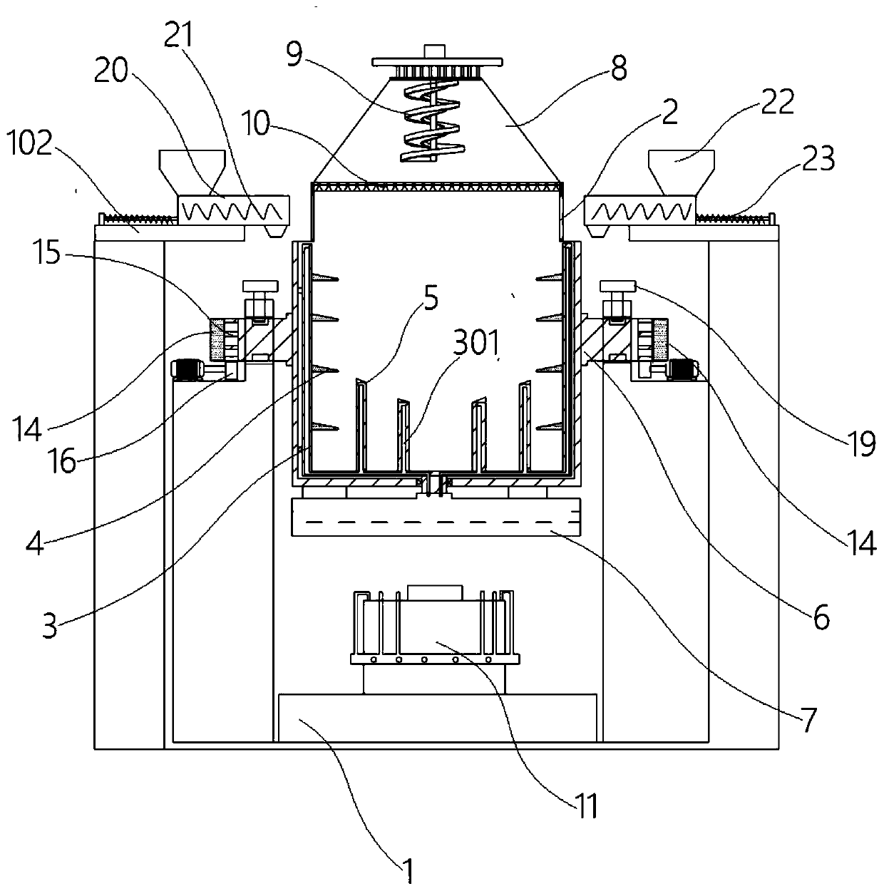 Multifunctional mixer for powder paint