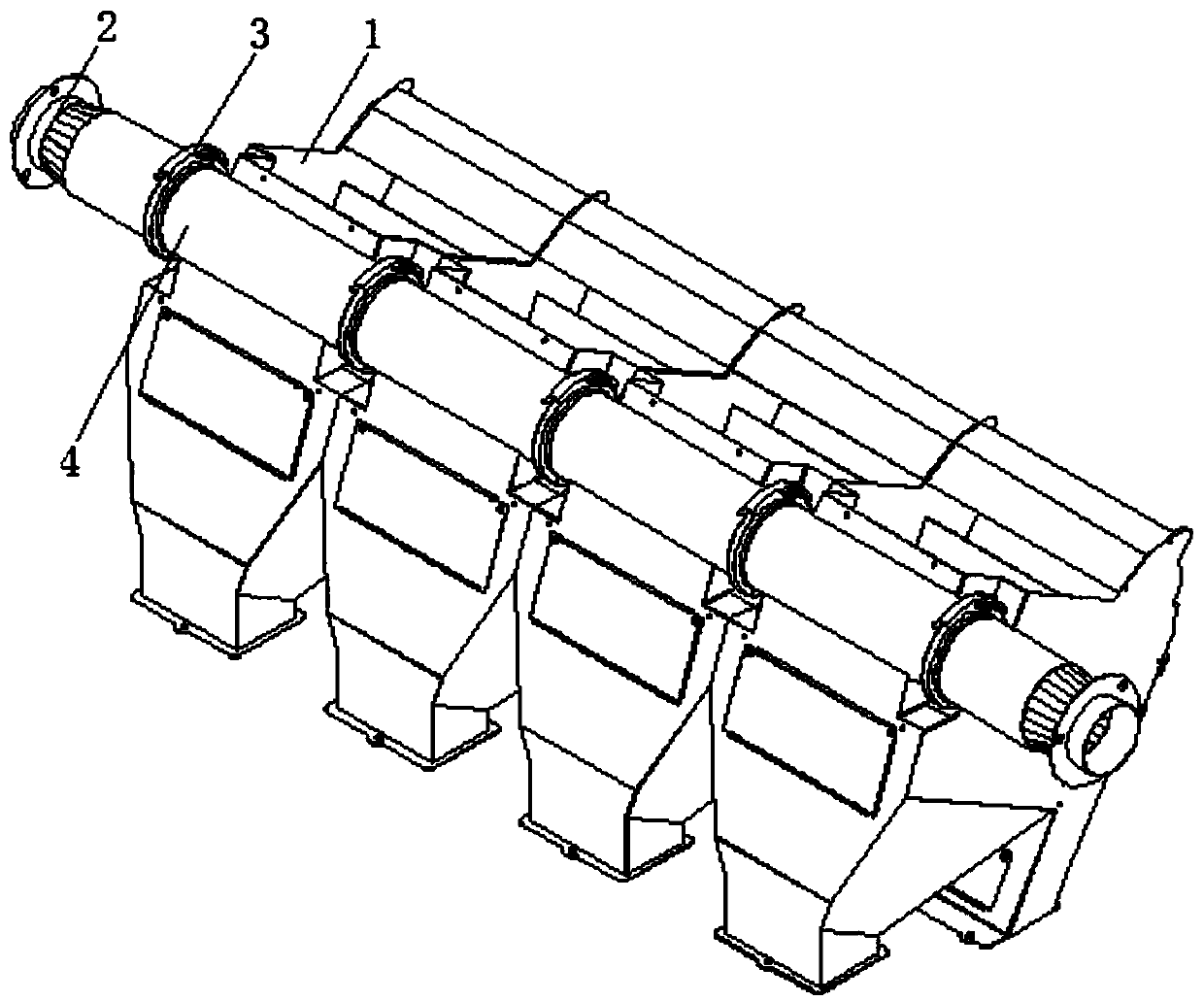 Integrated dust suction discharge hopper assembly