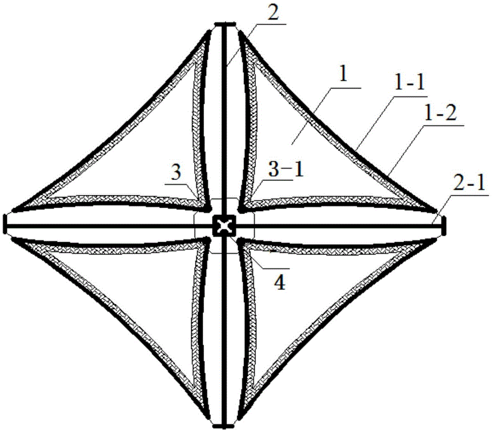Controllably and orderly inflated self-supporting type solar sail structure