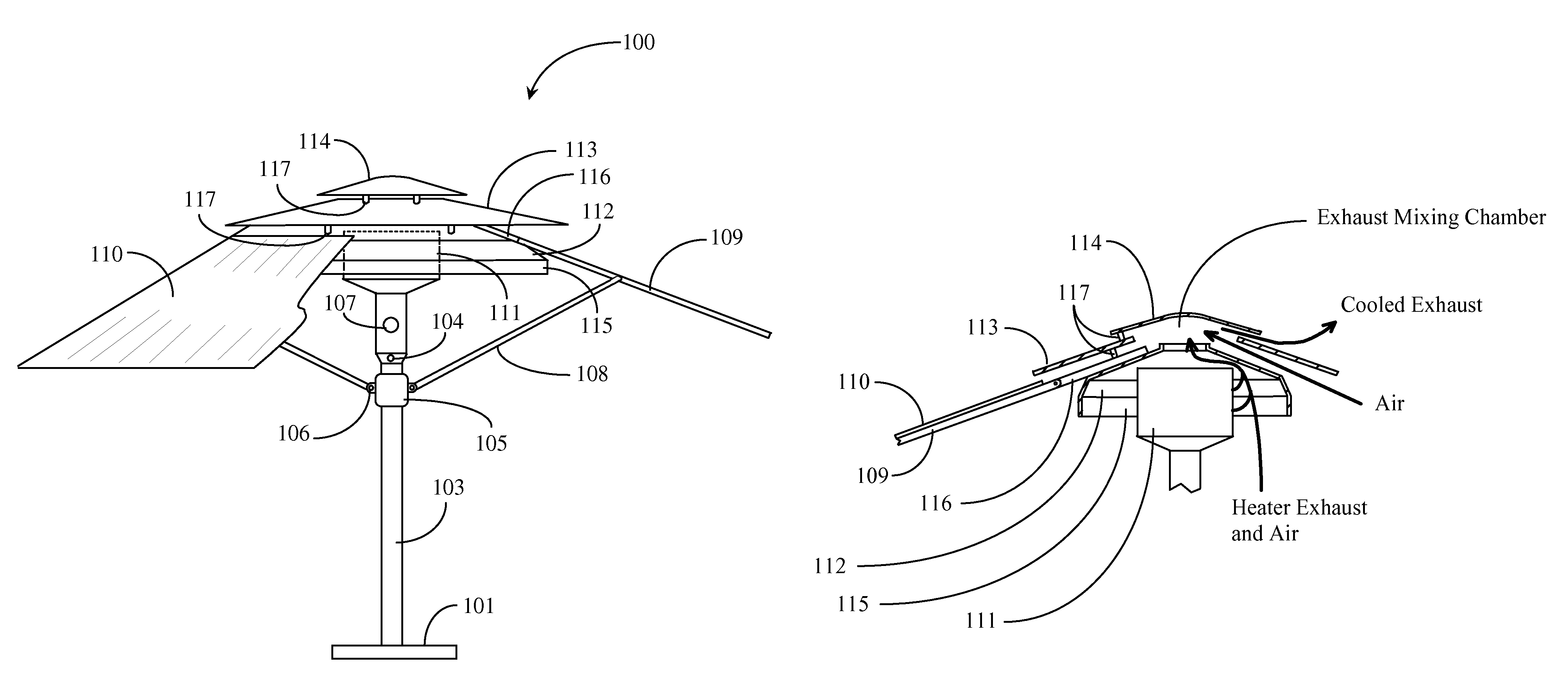 Radiant heating umbrella