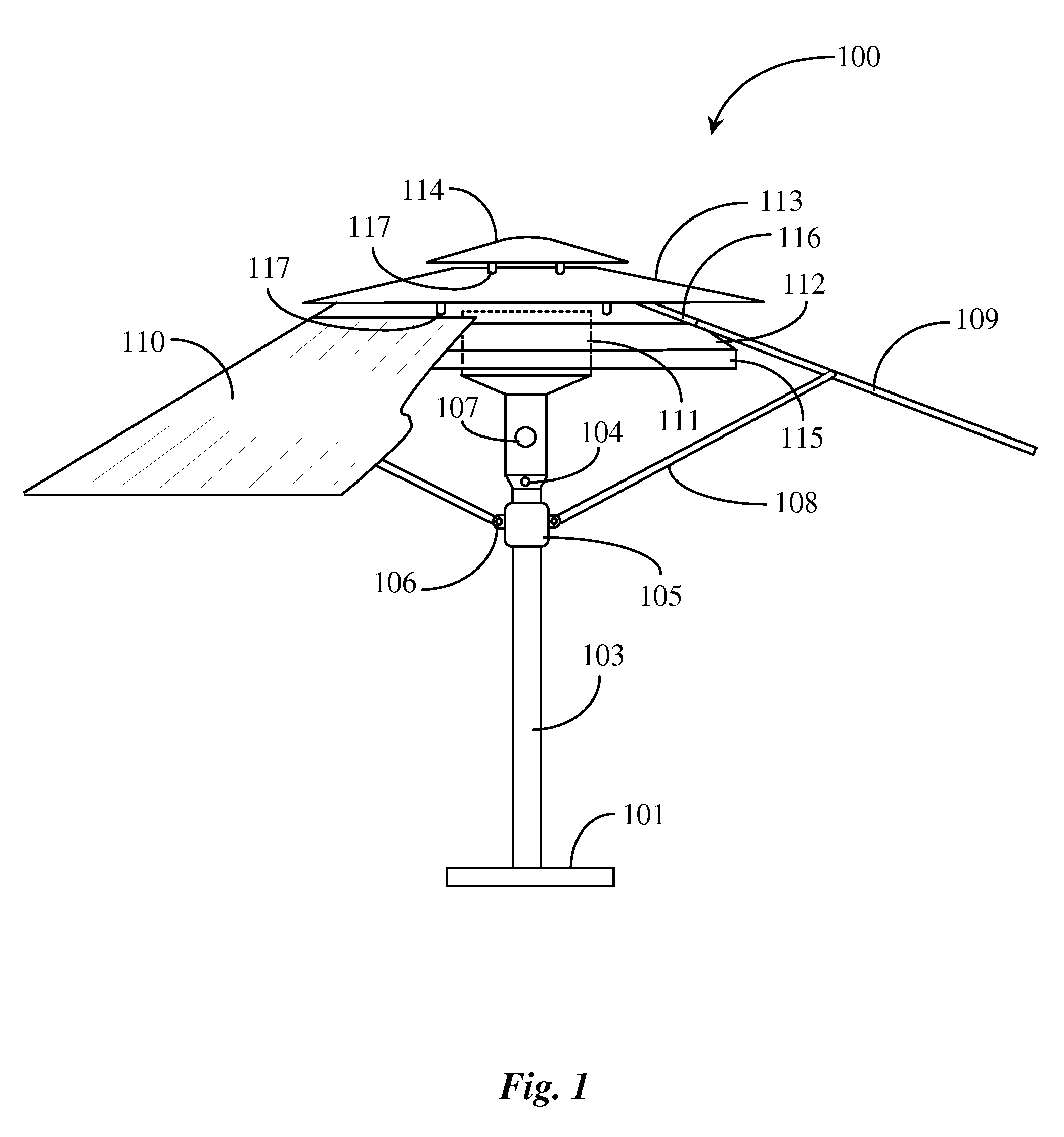 Radiant heating umbrella