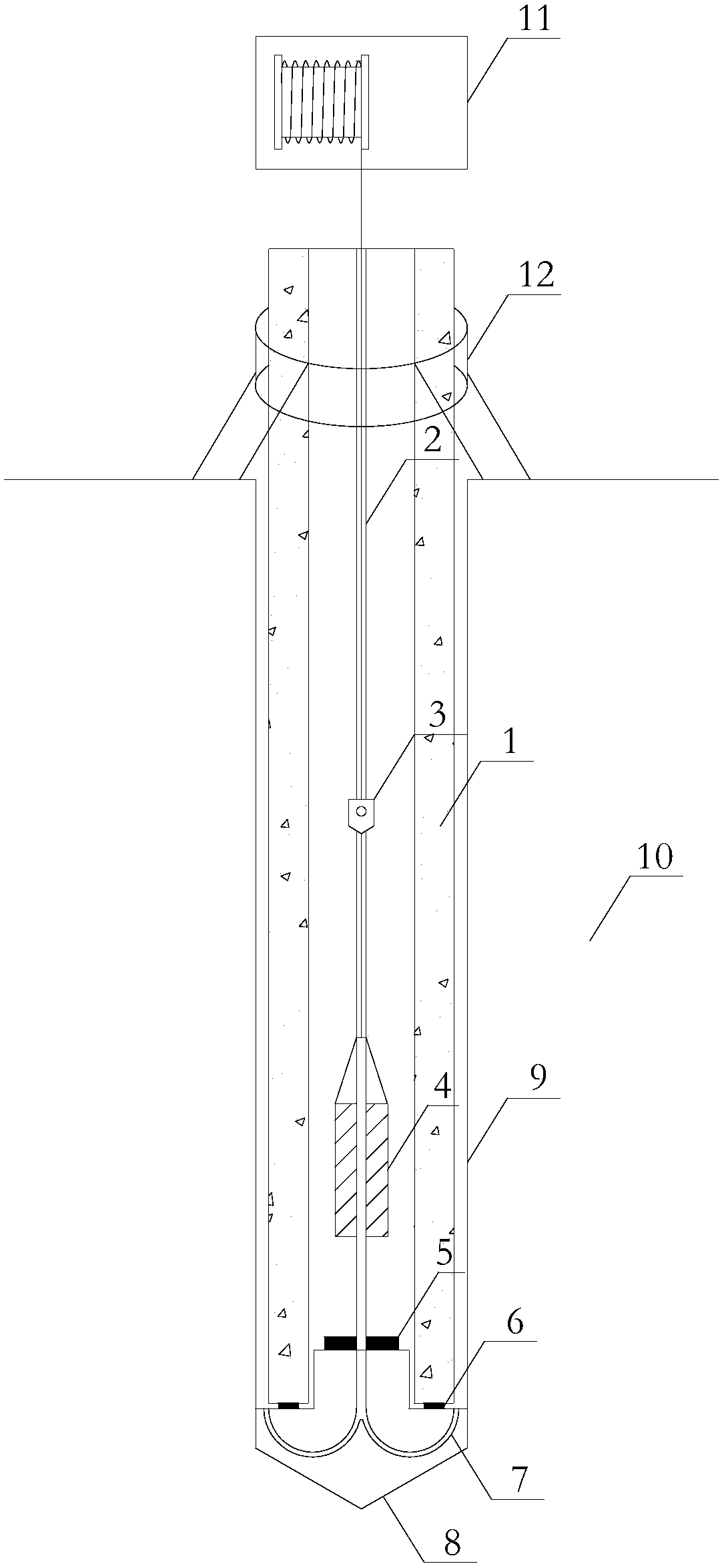 Hammering pile sinking and synchronous pile tip and side grouting structure and process in pile tip of pile shoe-provided pipe pile