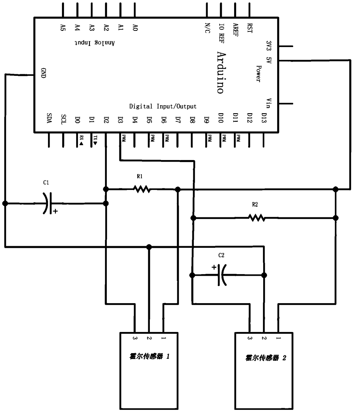 Differential anti-interference real-time speedometer and control method based on arduino