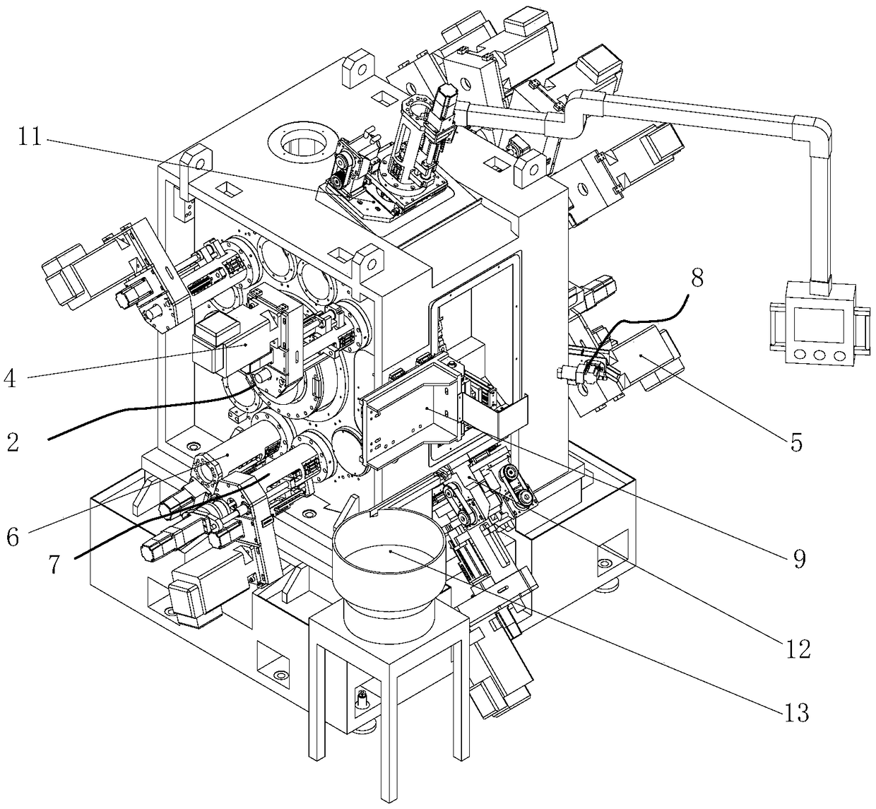 A waterwheel type valve core processing device