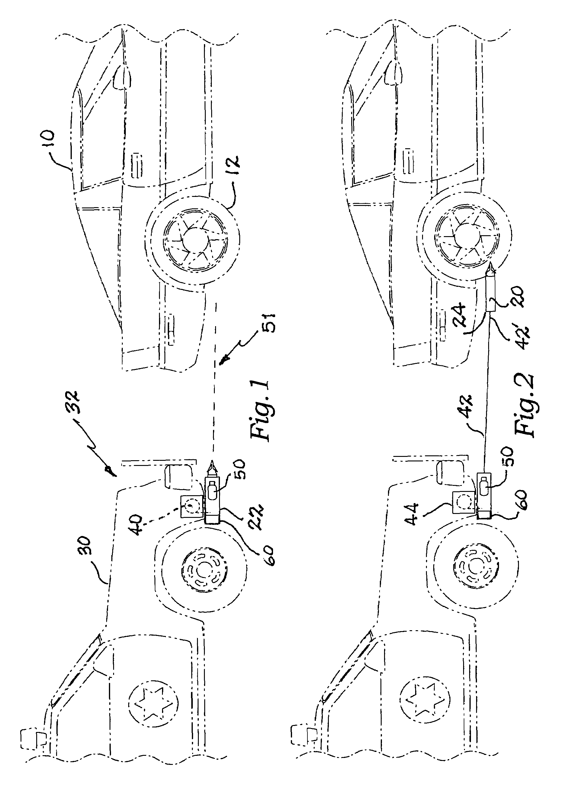 Targeted tethered tire capture projectile