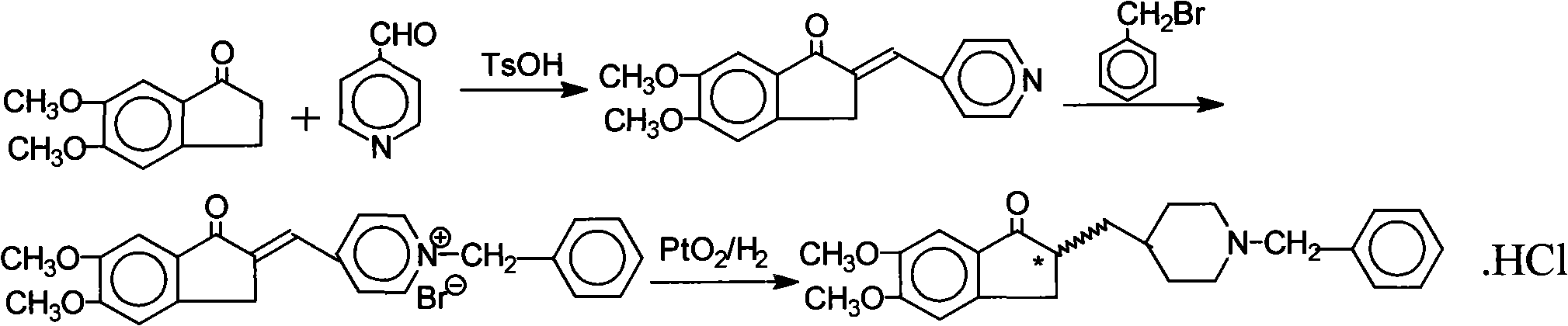 Method for preparing donepezil hydrochloride
