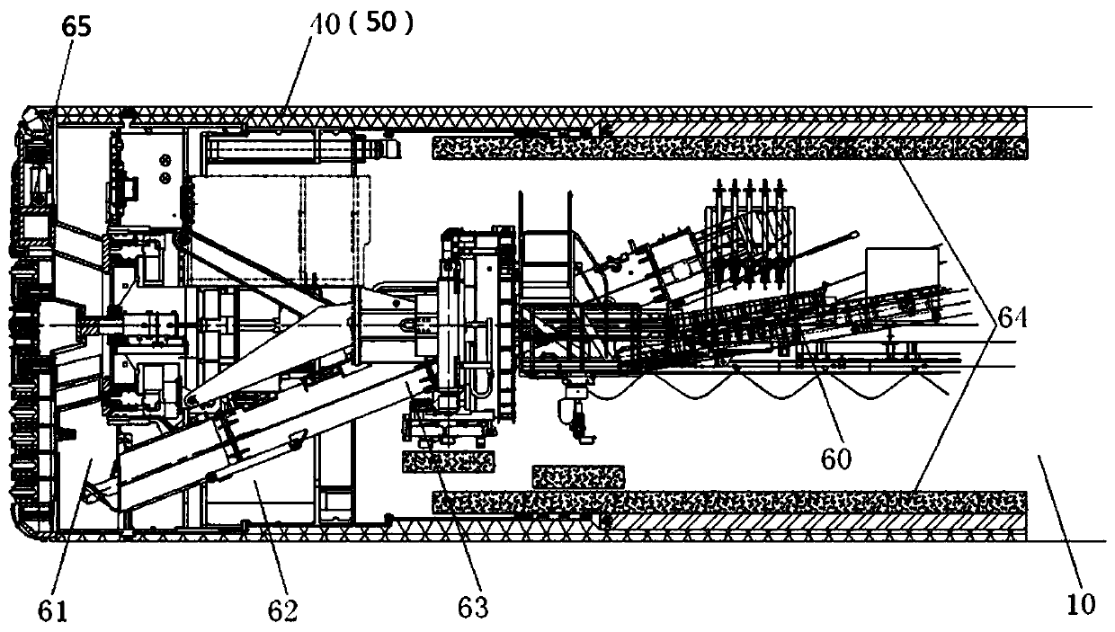 Shield grouting structure for shield excavating of water-rich sandy cobble stratum and construction method