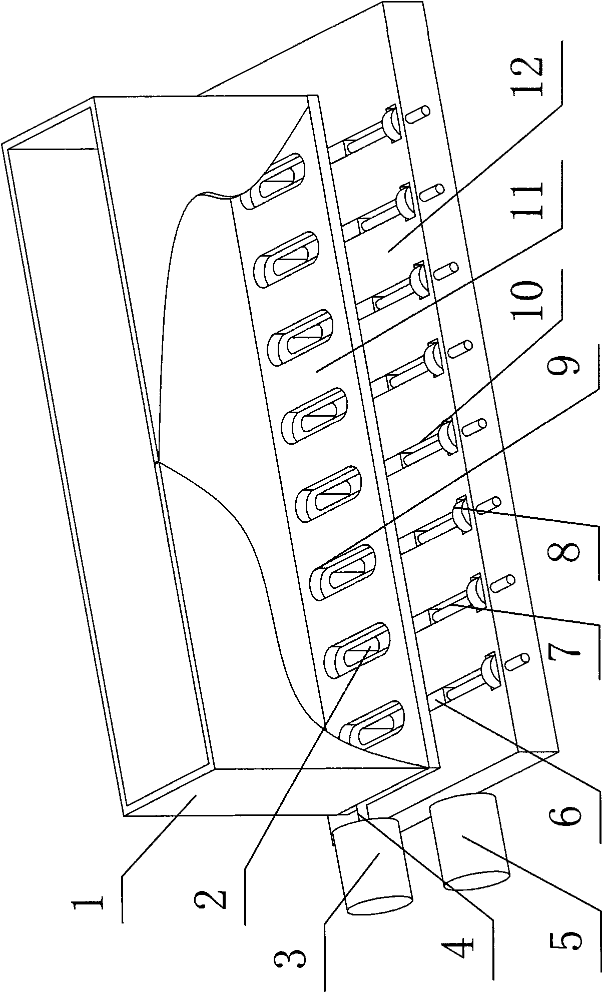 Shutter-style multiple row synchronous metering device