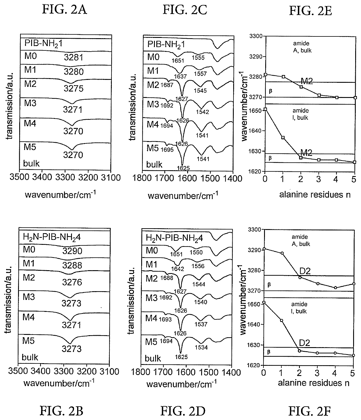 Blends of oligopeptide terminal polyisobutylene or polystyrene