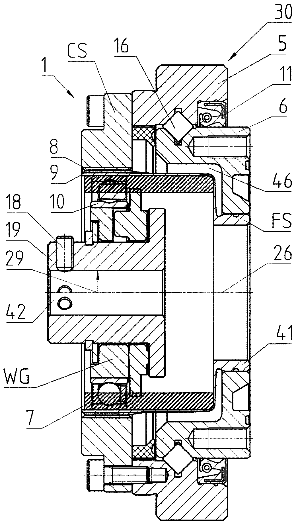 Strain wave gear mechanism with inner seal