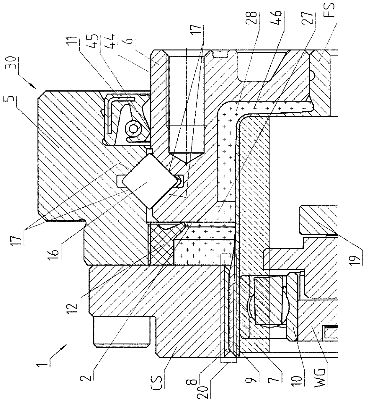 Strain wave gear mechanism with inner seal