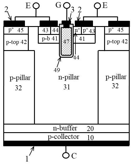 Trench gate super-junction IGBT containing high-resistance p-top region