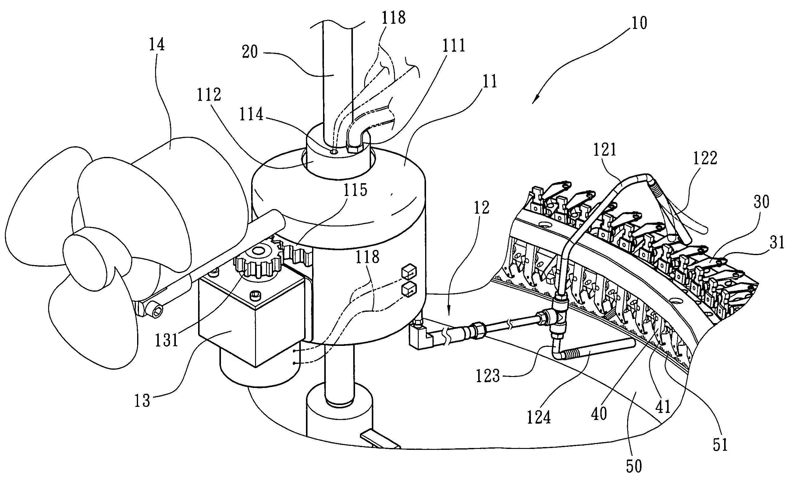 Fiber blowing and heat dissipating system of single-sided circular knitting machine