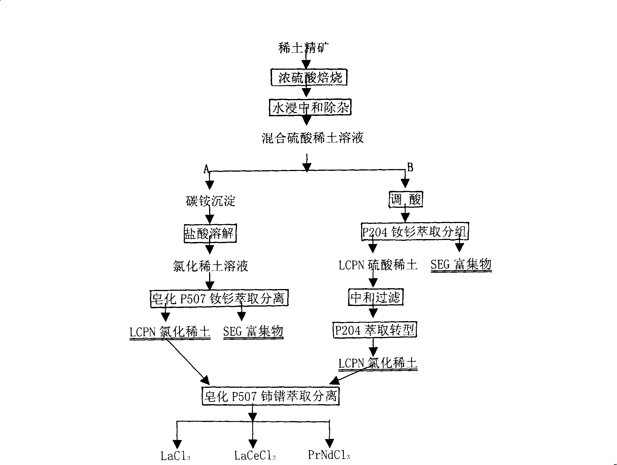 Process for solvent extraction separation purification of rare earth element