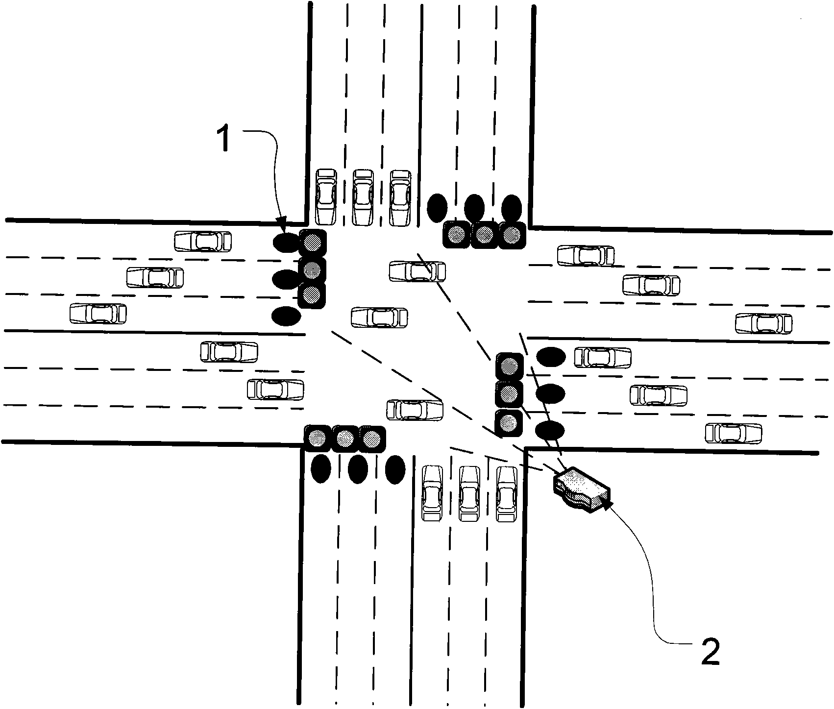 Vehicle flow detection system and traffic lamp control method