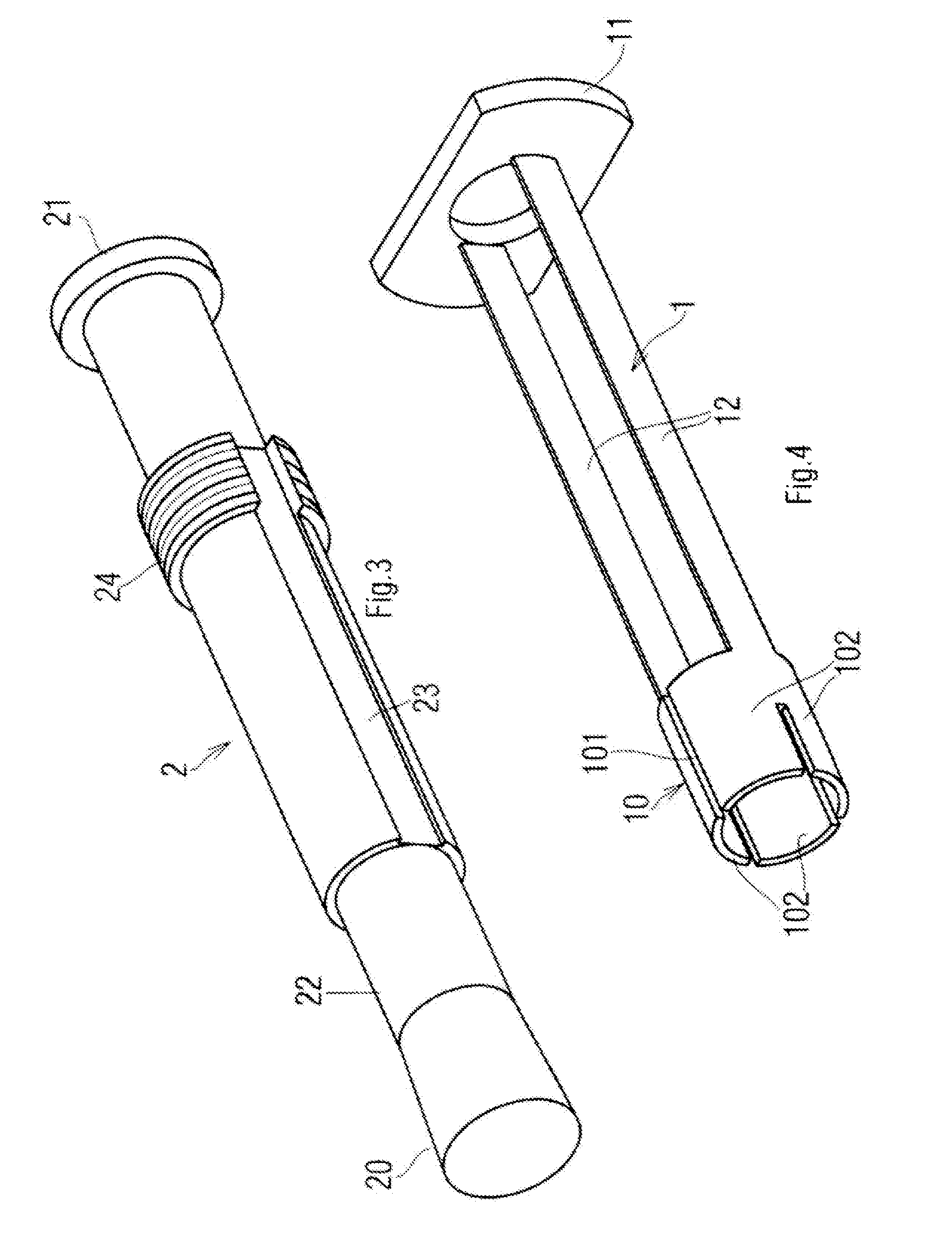 Removable anchoring device usable as a suspension bolt