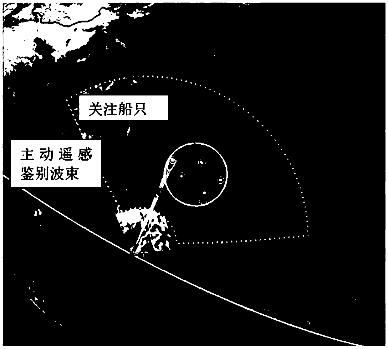 Method for searching and identifying ships by active remote sensing satellites