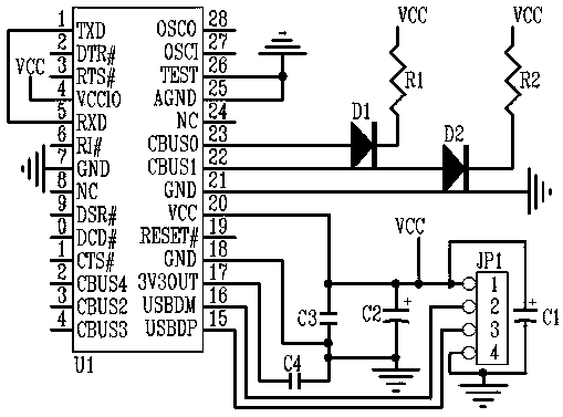 USB serial-port LED double-flash alarm