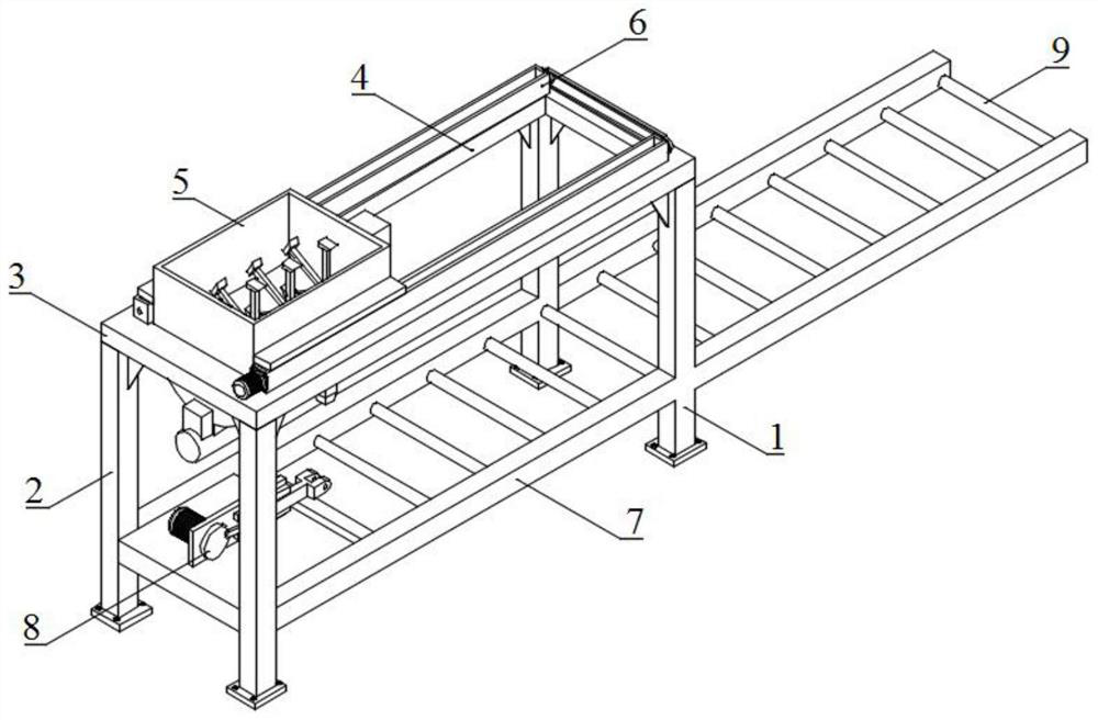 Automatic cement board pouring and conveying device