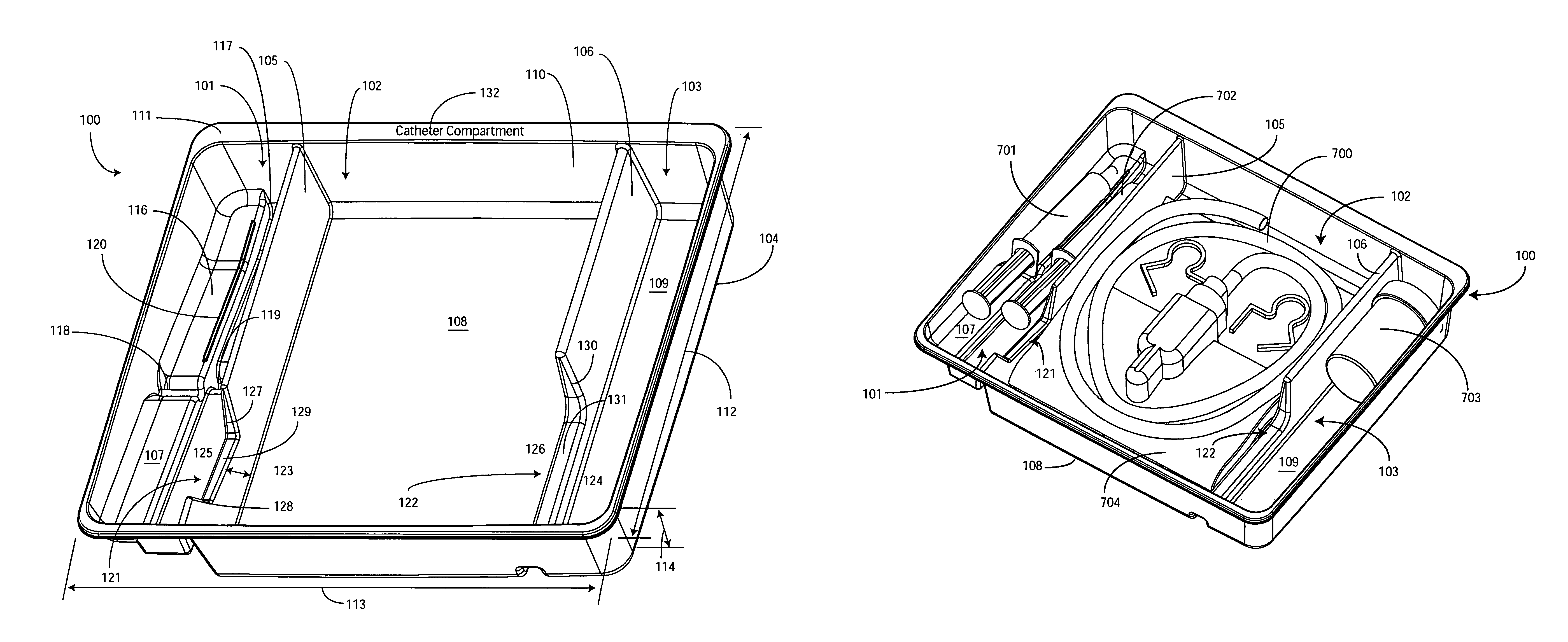 Catheter tray, packaging system, and associated methods