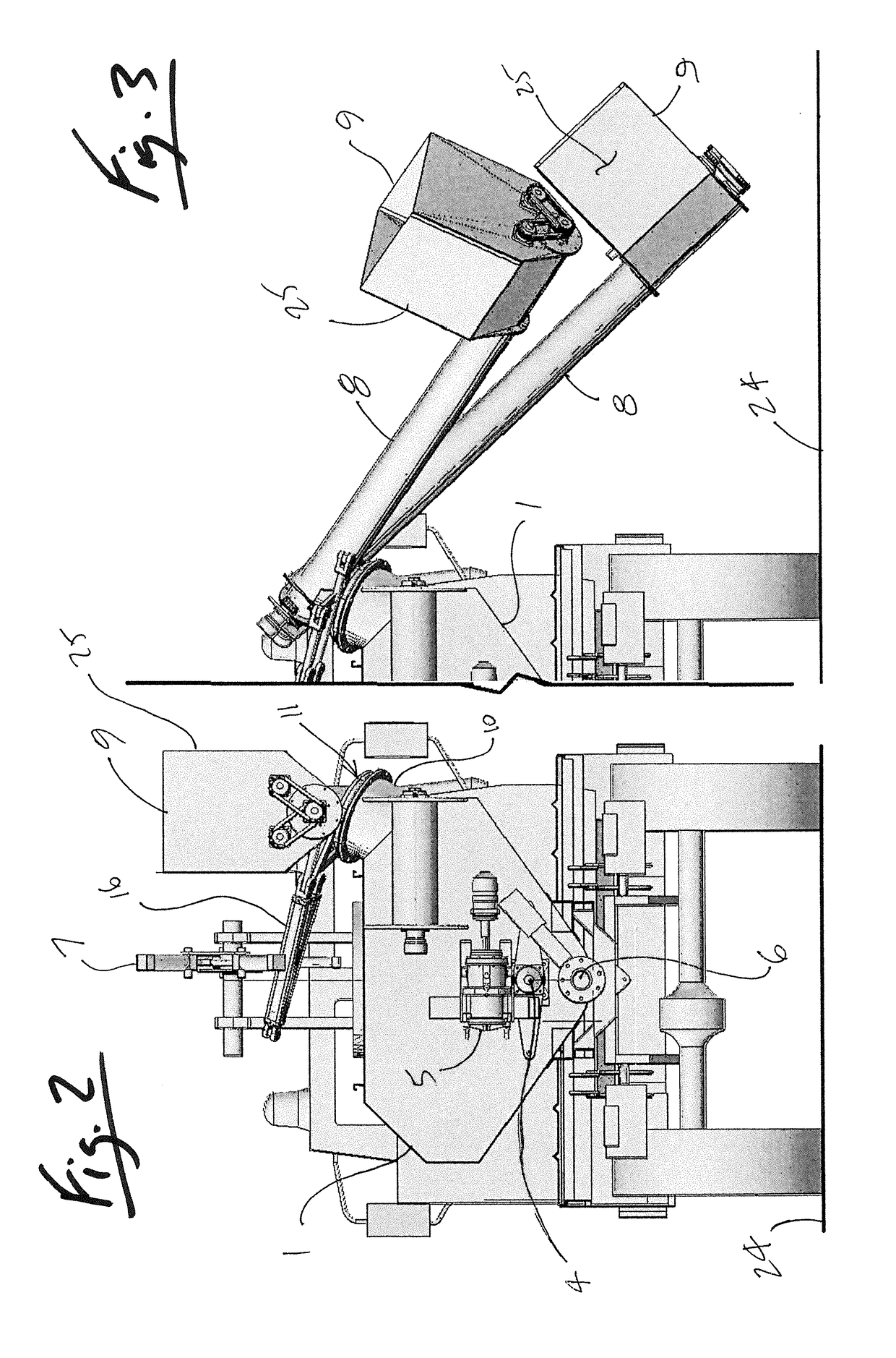 Hydroseeder with pivoting auger conveyor