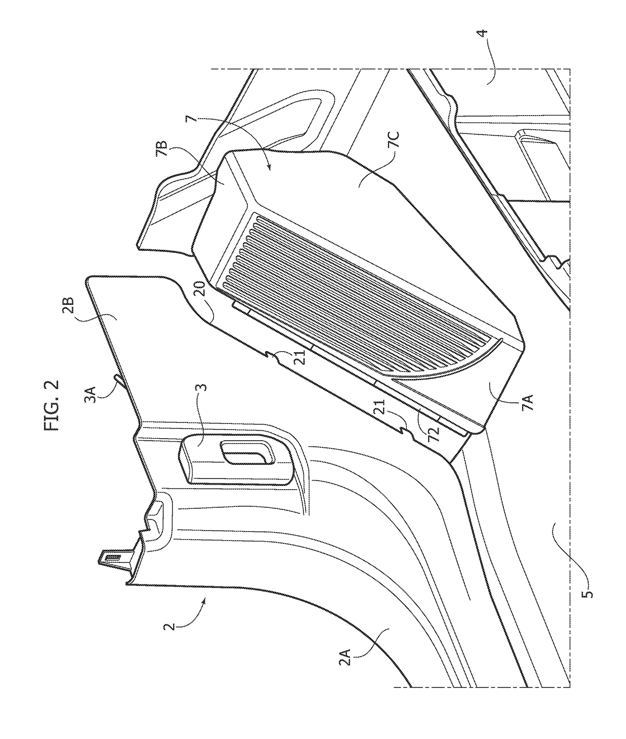 Foot-rest structure for the driving side of the floor of a motor vehicle