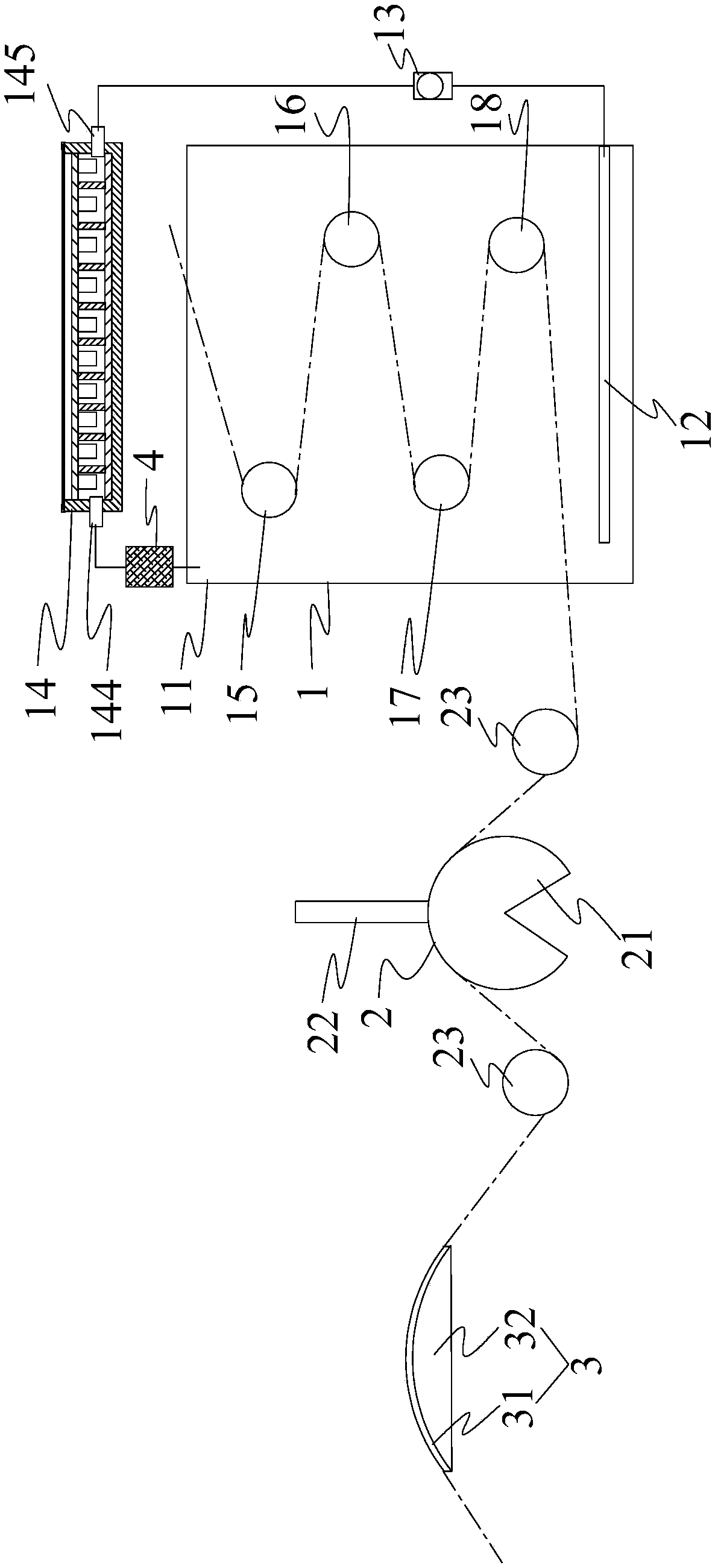 Two-traction wire separating device of wire drawing machine for sunshade net