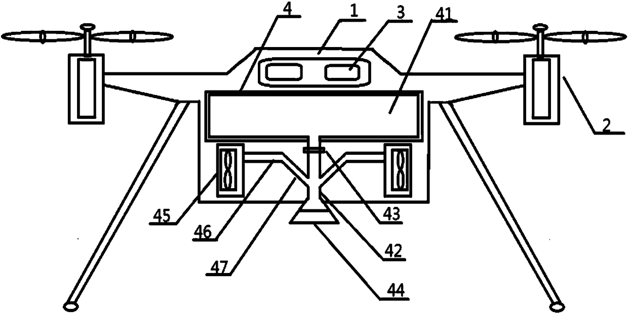 Public security unmanned aerial vehicle capable of spraying non-toxic irritable powder